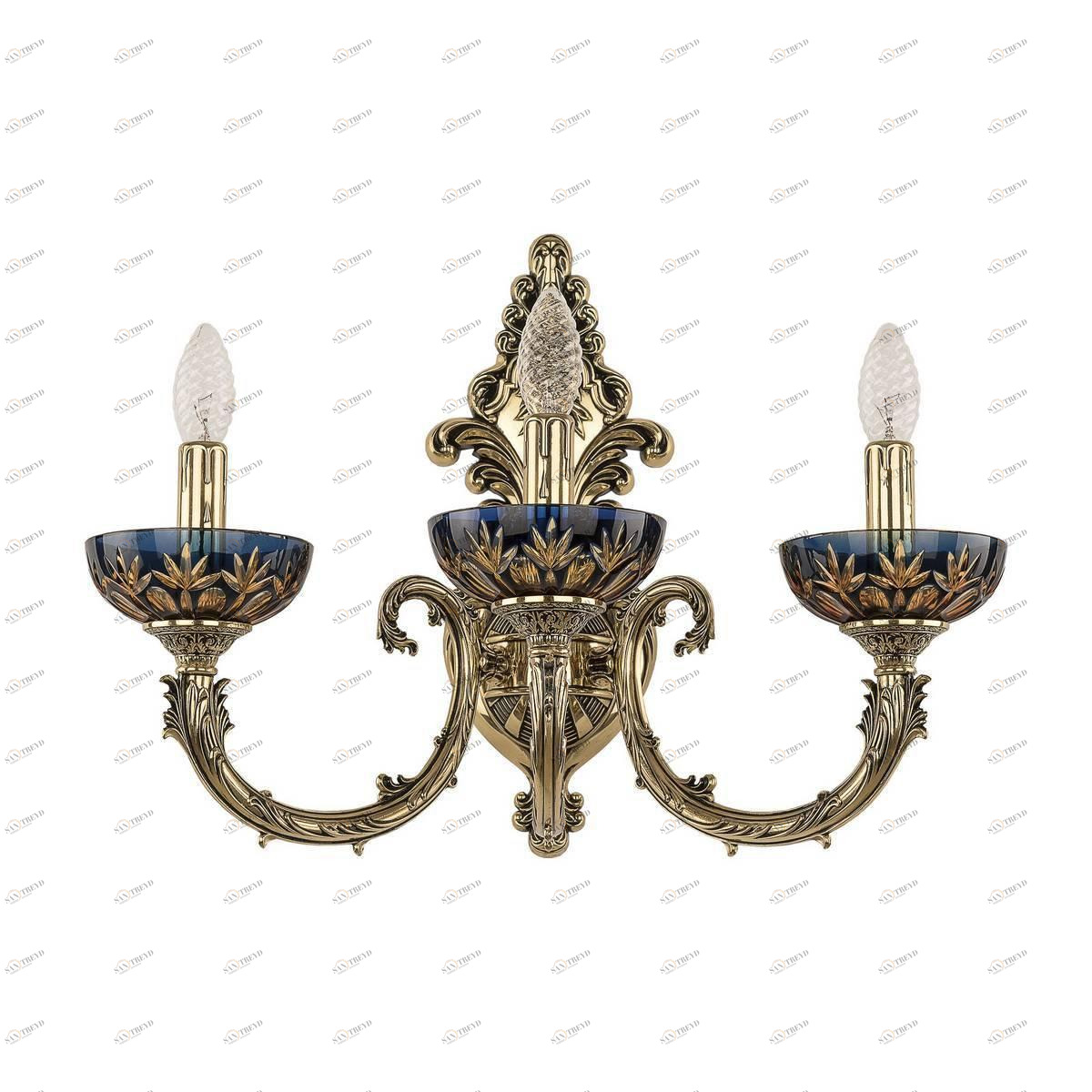 Бра настенное золотистое Bohemia Ivele Amber-Blue 7109B15/3/210 GB BOHEMIA IVELE ПОД СТАРИНУ 00-3889080 Золото 