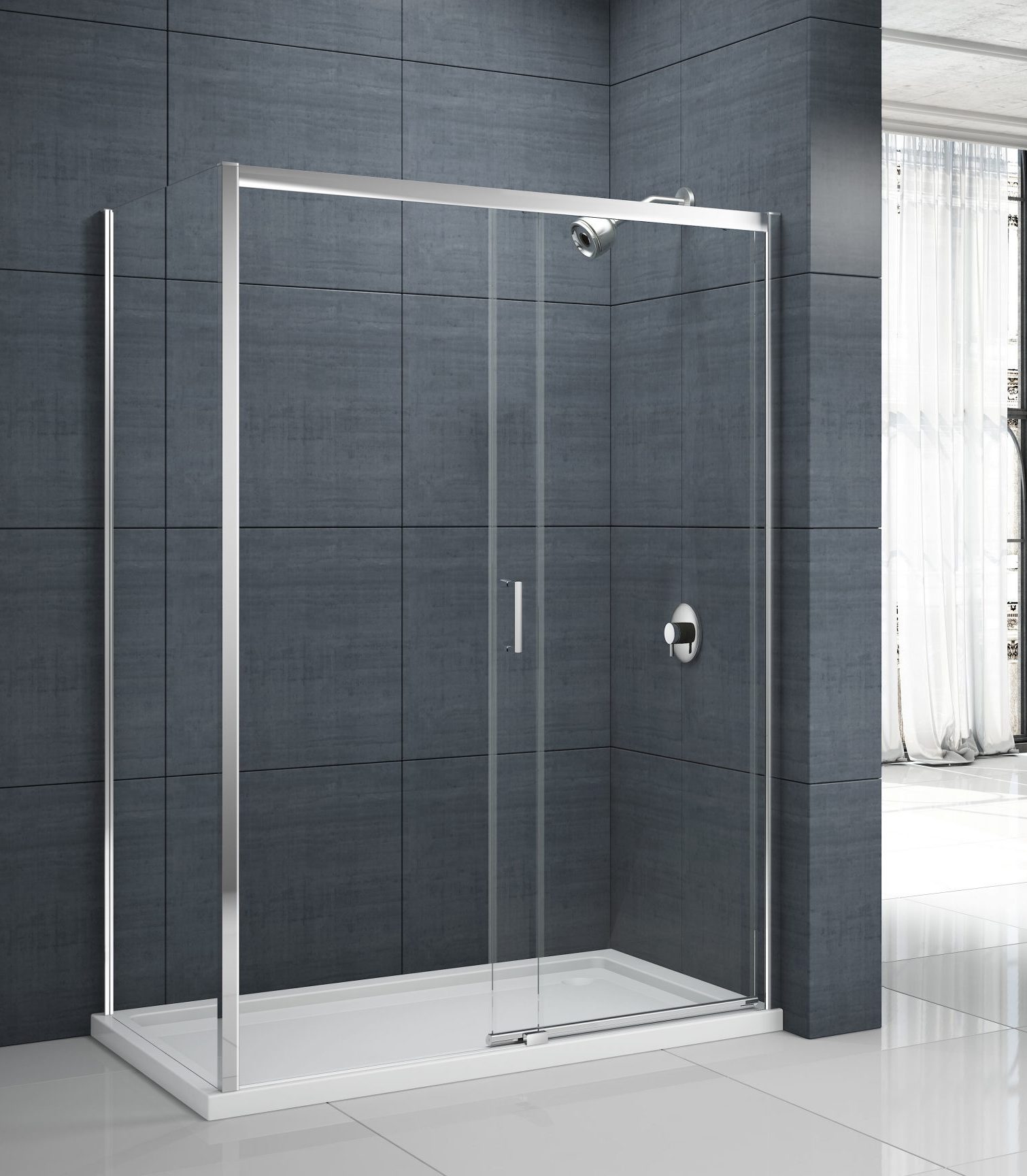 Дверь душевая для установки с боковой панелью MBLA1000R Merlyn MBOX Хромированный  - Вид №1