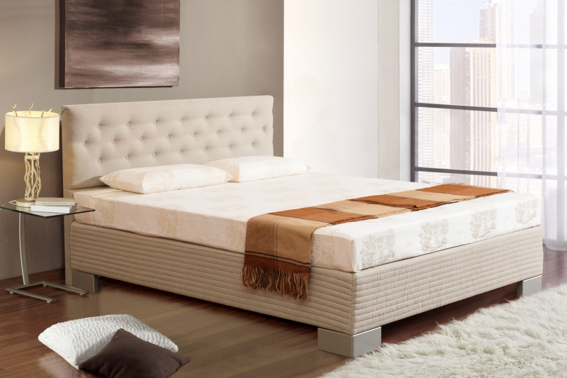 Кровать двуспальная с каретной стяжкой 160х200 бежевая London BELABEDDING LONDON 134936 Бежевый - Вид №2