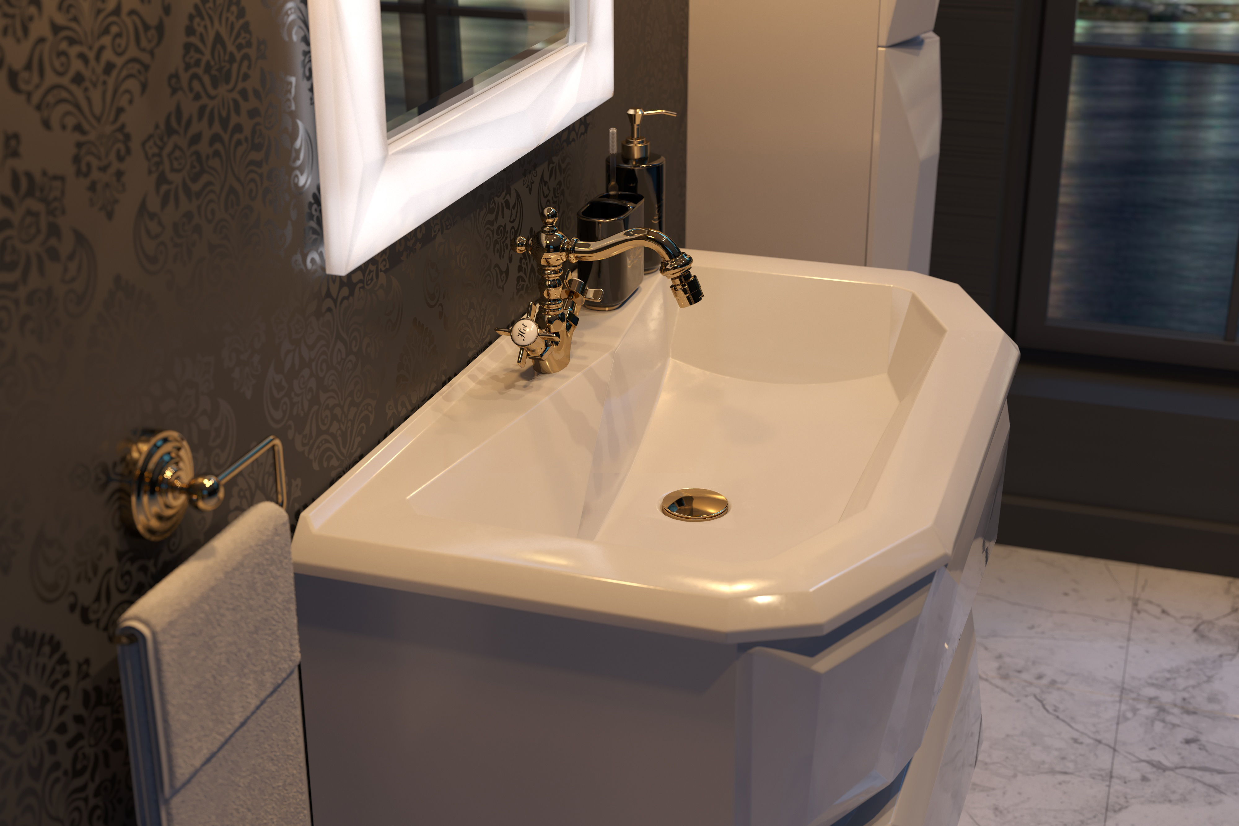 У40387 Тумба с раковиной Crystal 90, 2я, White 1 Marka Crystal - Вид №2