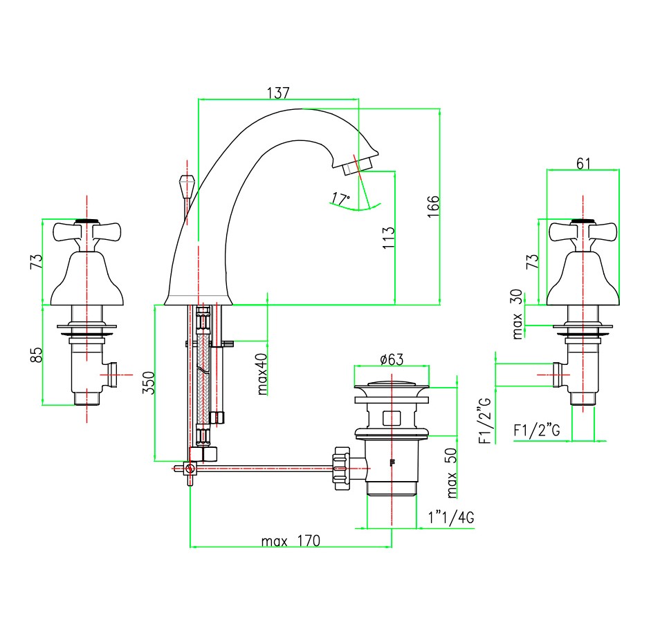 AM750101015 Смеситель для раковины Webert Armony - Вид №1