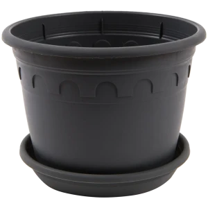 Горшок цветочный Газонcity Рома ø16 h12 см v1.5 л пластик тёмно-серый