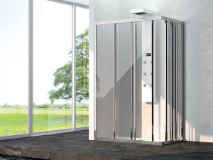 Алюминиевая и стеклянная угловая душевая кабина с раздвижной дверью