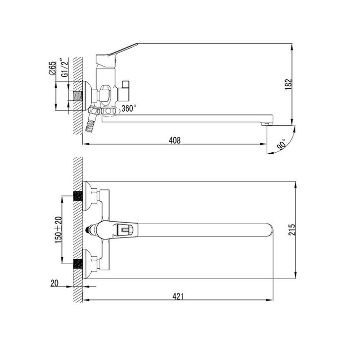 UKOSBLCM10 Milardo Ukon Смеситель для ванны с длинным изливом Ukon Россия  - Вид №8