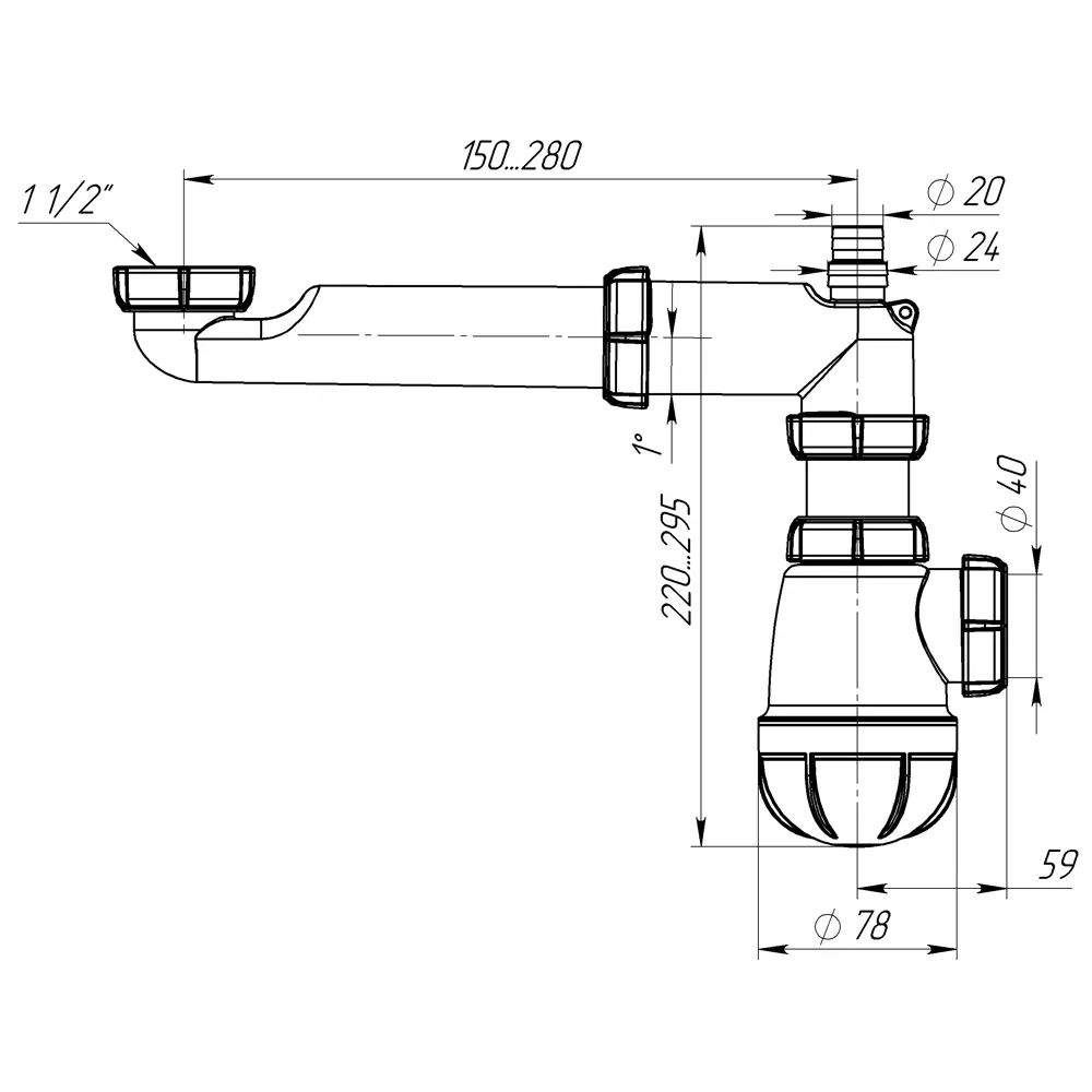 Сифон Equation для раковины поворотный 40 мм в цвете Никель 89209835 STLM-1410125 - Вид №6