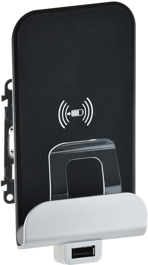 753114 Valena life.беспроводное зарядное устройство qi 1а с дополнительным разьемом usb a 5в 2,4а Legrand 