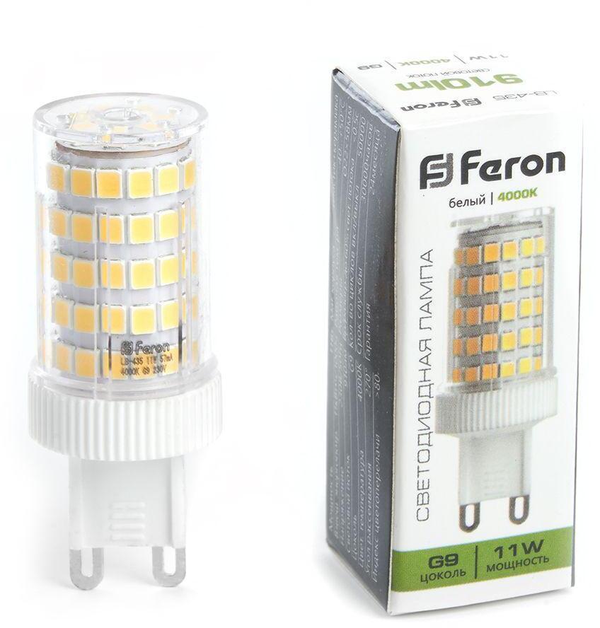 38150 Лампа светодиодная G9 11W 4000K прозрачная Feron LB-435