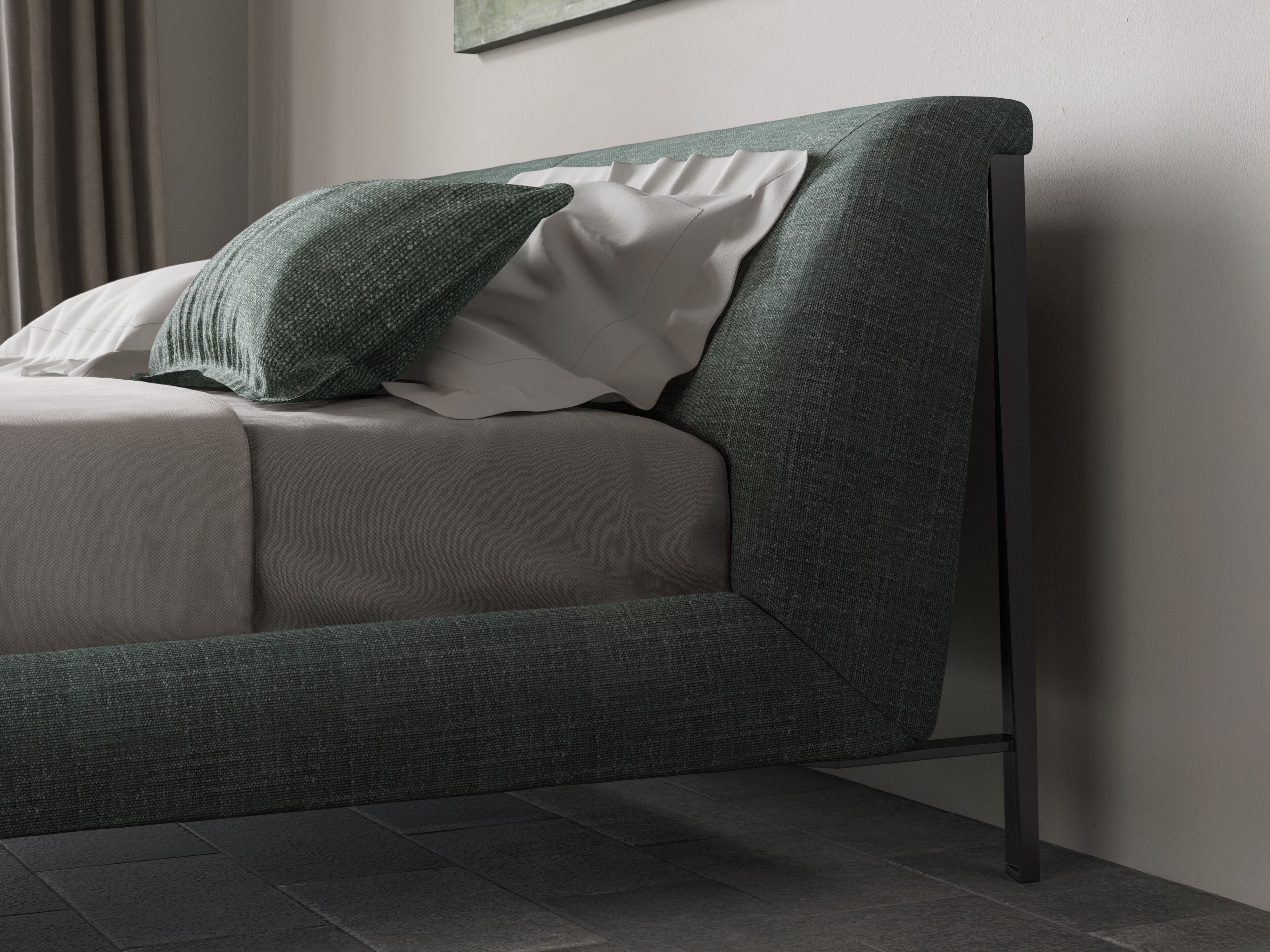 Двуспальная кровать из ткани с мягким изголовьем Natuzzi Italia DIAMANTE ARCH-00020998 - Вид №3