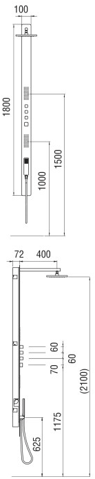 Nobili Rubinetterie Термостатическая душевая стойка с ручным душем с верхним душем Loop Lp90000/50cr - Вид №1