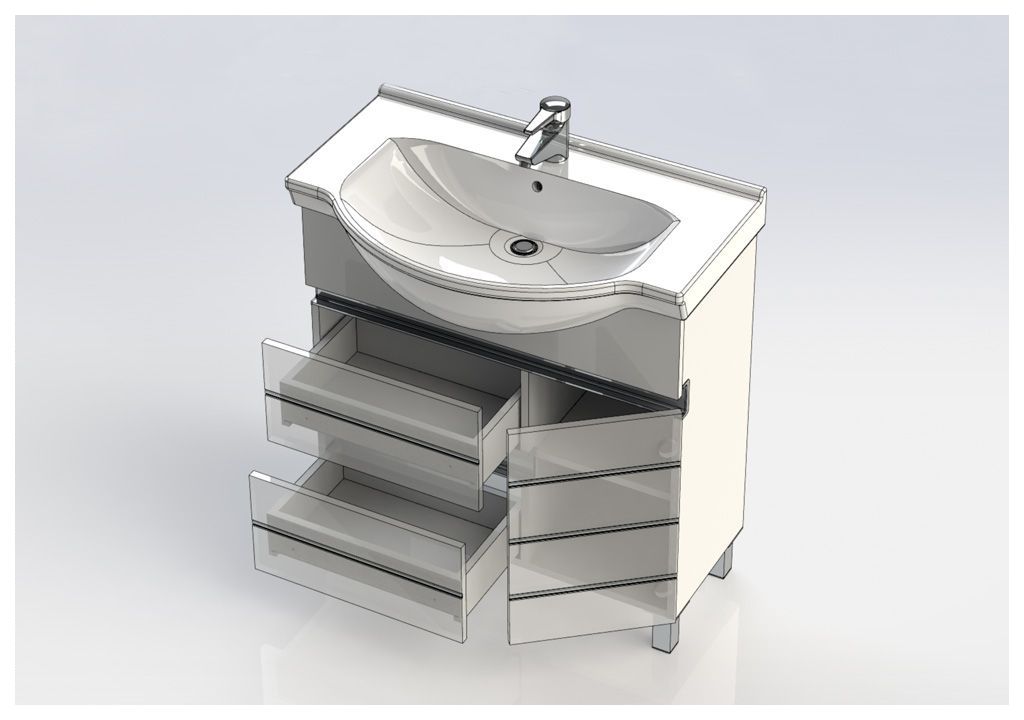 Тумба с раковиной Aquanet Доминика 80 белый 0017048000169551 - Вид №4