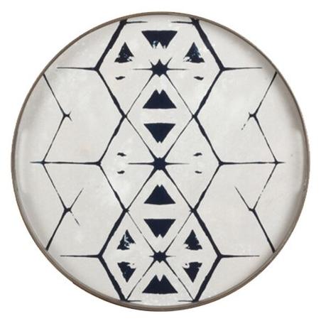 Ethnicraft Круглый поднос из дерева и стекла Ocean blue 20341 - Вид №1