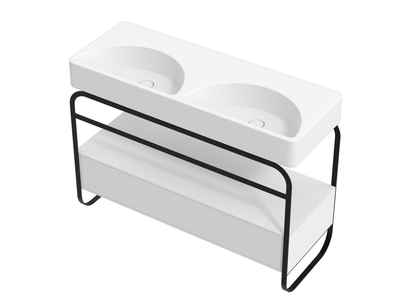 Двойная раковина из нержавеющей стали с ящиками Alice Ceramica Lunaris ARCH-00041894