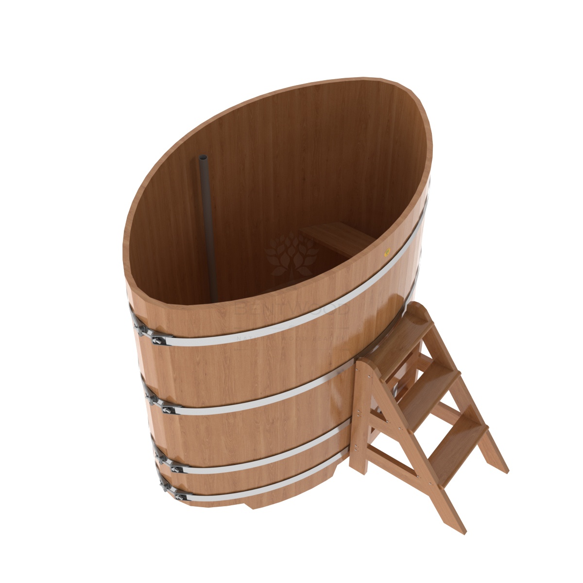 1323 Купель овальная из дуба 1,08х1,75х1,4 натуральная Alyarus  - Вид №1