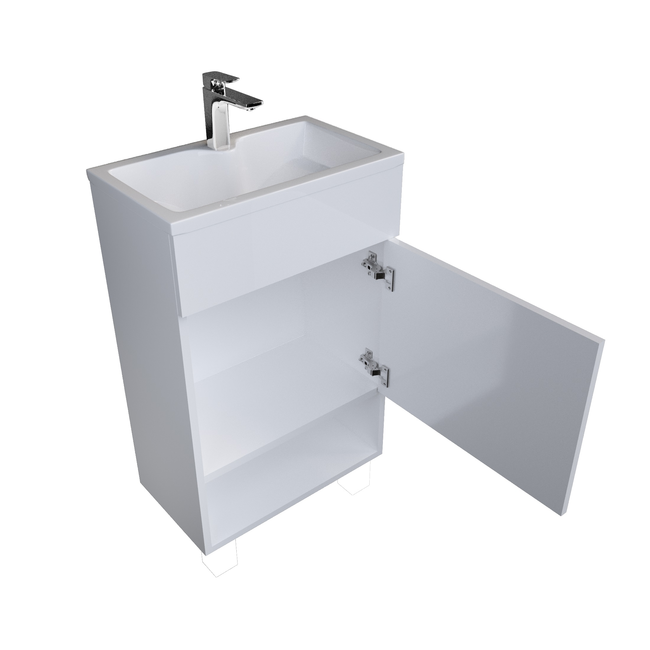 У84223 Тумба с раковиной July 50П 1д. Белый глянец 1 Marka JULY - Вид №1