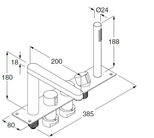 Термостатический смеситель для ванны с переключателем Boffi W1 ARCH-00111544 - Вид №2
