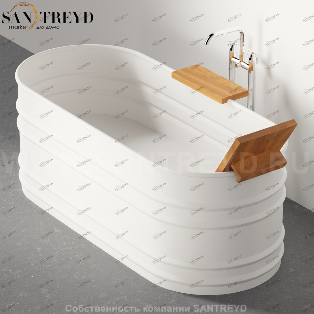 Ванна свободностоящая VIEQUES стальная белая в комплекте со спинкой ироко Agape AVAS0911IZZ