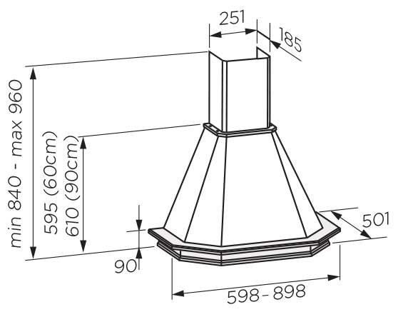 9064798 Вытяжка каминная Jetair ASPEN WH/A/90 FRASSINO белый/бежевый STDN-0056358 - Вид №1