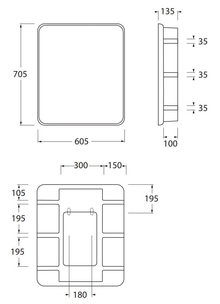 Прямоугольное керамическое зеркало с рамкой стены Azzurra Ceramica специальные предметы ARCH-00082600 - Вид №3