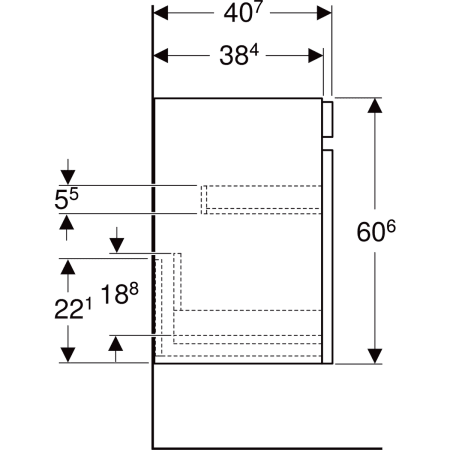 501.907.00.1 Шкафчик для раковины Geberit Renova Plan, с одним выдвижным ящиком и одним внутренним выдвижным ящиком Geberit  - Вид №53