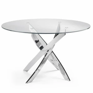 Обеденный стол круглый стеклянный 130см F2133 от Angel Cerda ANGEL CERDA  00-3865620 Прозрачный;хром