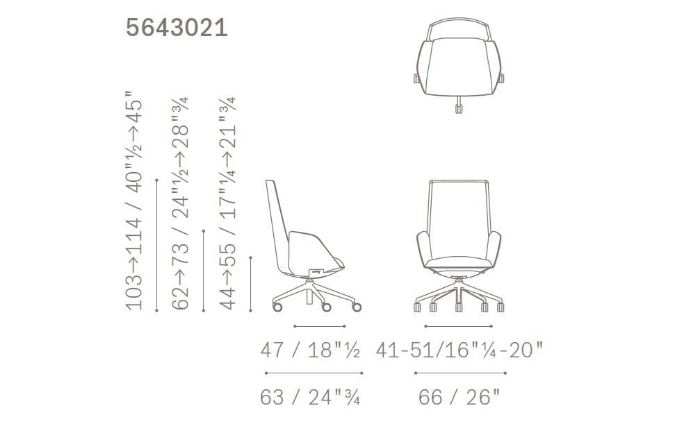 Тканевое офисное кресло с 5 спицами Poltrona Frau офис-офисные кресла ARCH-00058525 - Вид №2