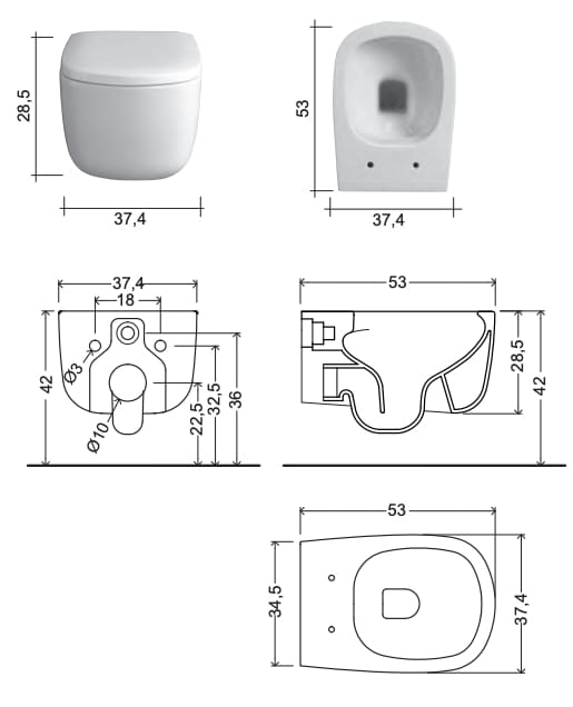 Керамический подвесной туалет Nic очевидный ARCH-00117182 - Вид №7