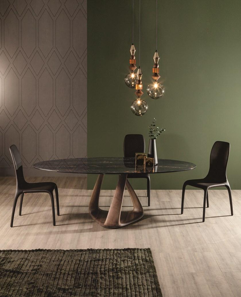 Tonin Casa Круглый стол из дерева и стекла sun-id-1406040 - Вид №2