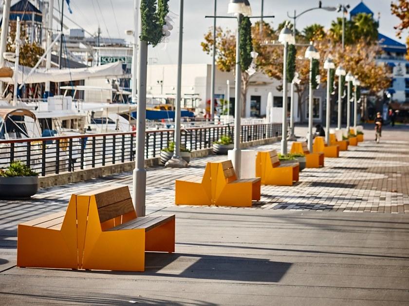 VESTRE Скамейка из стали и дерева с подлокотниками Bloc sun-id-1488211 - Вид №4