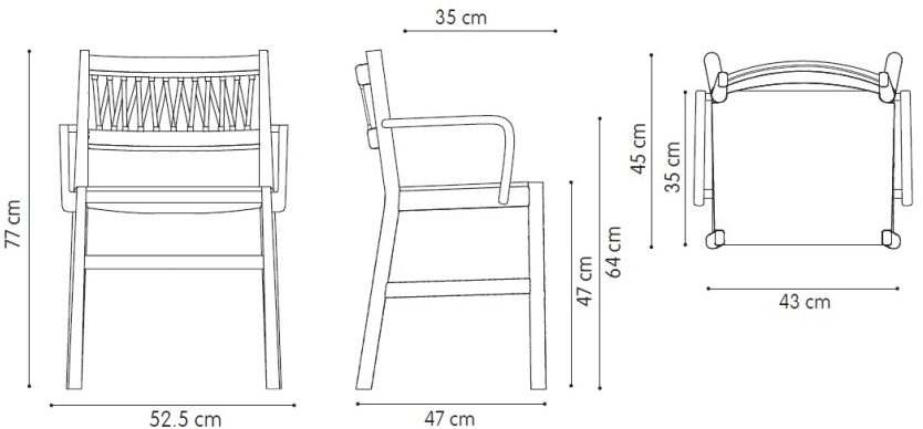 TrabA' Стул из бука с подлокотниками, с открытой спинкой Julie 0024-in-ar - Вид №5