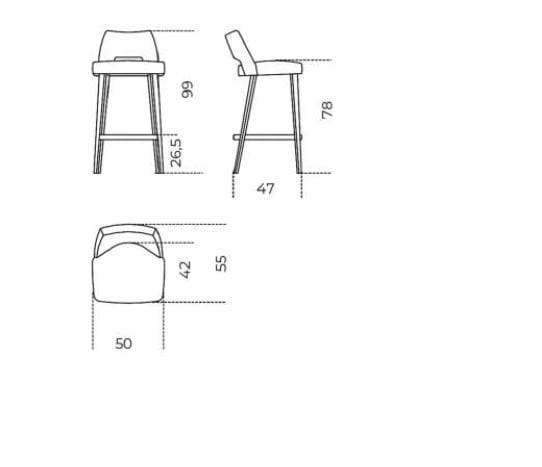 Высокий кожаный стул Gallotti&Radice THEA BARSTOOL ARCH-00110795 - Вид №6