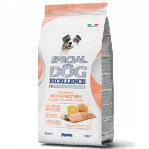 ПР0059873 Корм для собак EXCELLENCE Monoprotein лосось, рис, льняное семя, цитрусовые сух. 3кг SPECIAL DOG