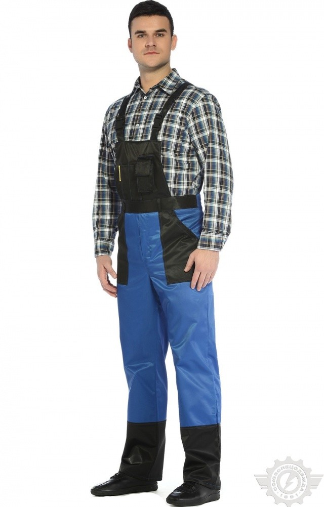 61471 Полукомбинезон "Мастер" василек-черный  Летняя спецодежда  размер 48-50/170-176  - Вид №2