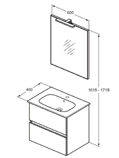Умывальник со встроенным зеркалом и раковиной Ideal Standard умные композиции ARCH-00032517 - Вид №4