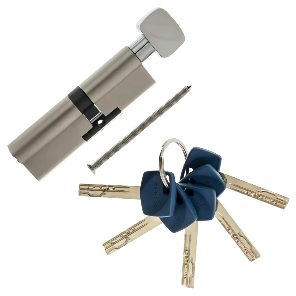 Цилиндр Apecs Premier XR-100(45C/55)-C15-NI, 45x55 мм, ключ/вертушка, цвет никель ЦИЛИНДРAPECSXR-100(45C/55)-C15-NI КЛ-ВЕР STLM-2042826 - Вид №1