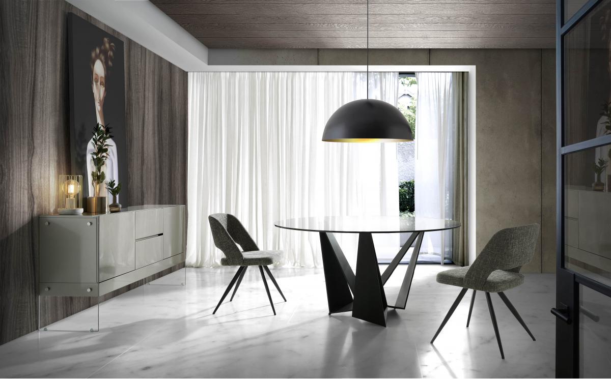 063157 Стеклянный круглый стол c черными ножками CT2061 Ø150 Angel Cerda CT2061R  - Вид №2