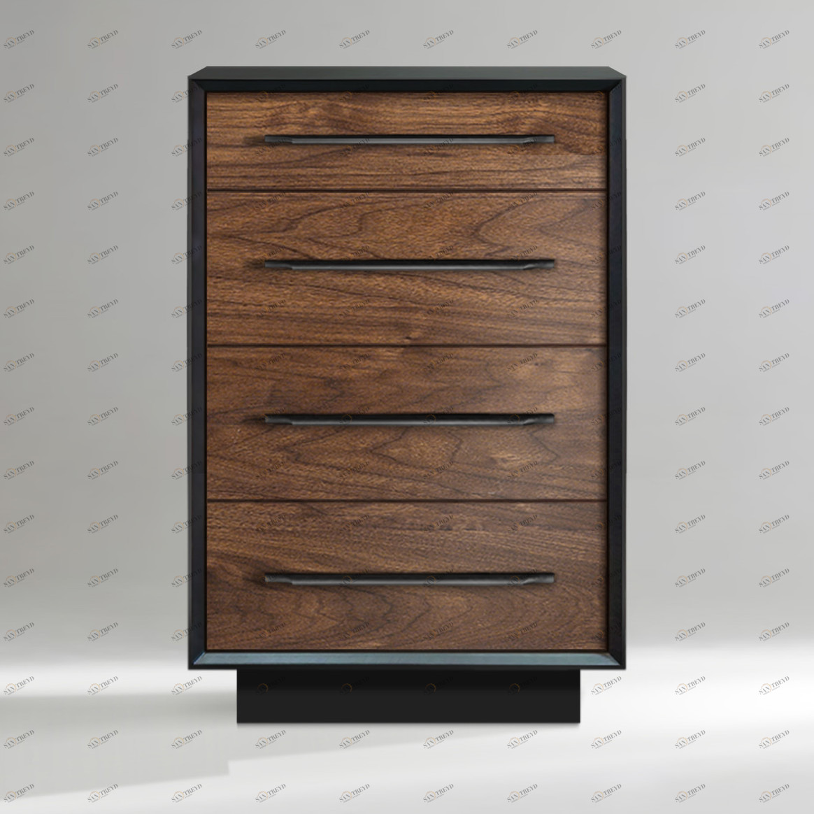 Комод с 4 ящиками 104 см американский орех Garon ACWD GARON 00-3981962 Коричневый;орех;черный 