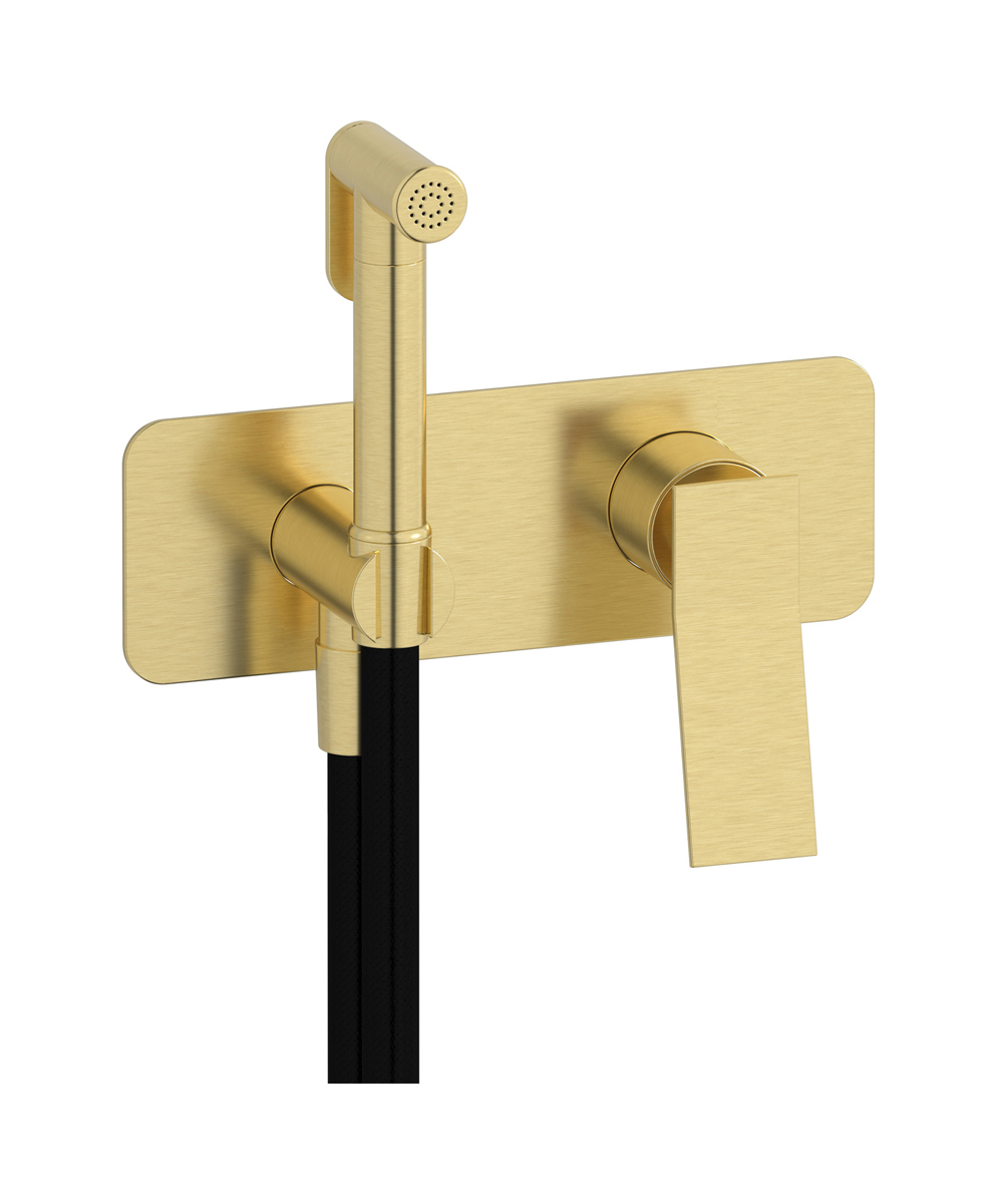 Внешние части гигенического душа со смесителем. WE ARE IB wa706ii Brushed Pale Gold Wave