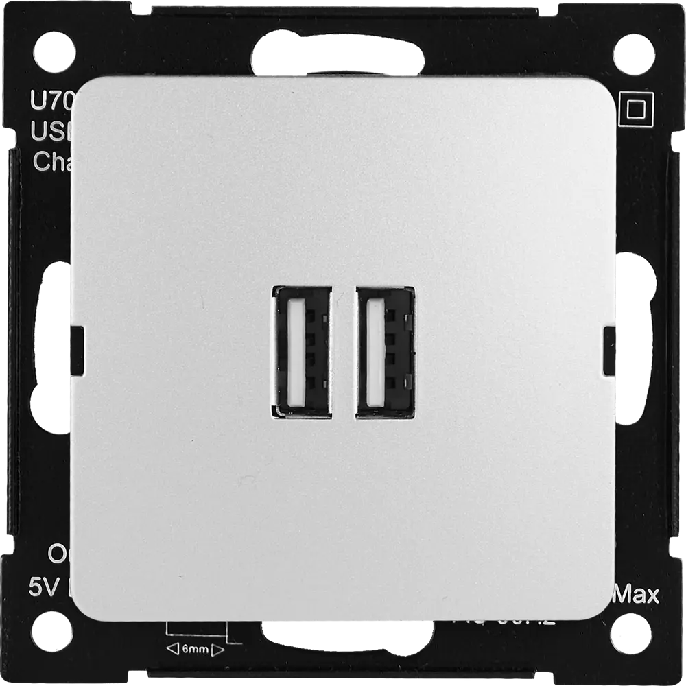 Розетка Hegel USB встраиваемая 3.4 А цвет серебро 84399410 STLM-2180198 