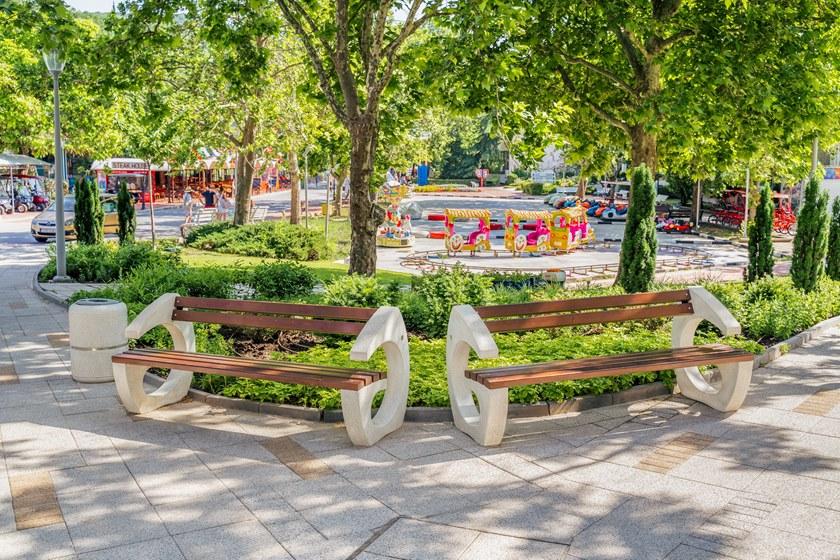 ENCHO ENCHEV - ETE Скамейка из бетона и дерева со спинкой  99  - Вид №8