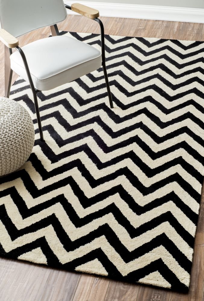 Ковер Zig Zag чёрный 160х230 DOLLY CAPRETS ДИЗАЙНЕРСКИЕ, ЗИГ ЗАГ 015228 Белый;чёрный  - Вид №1