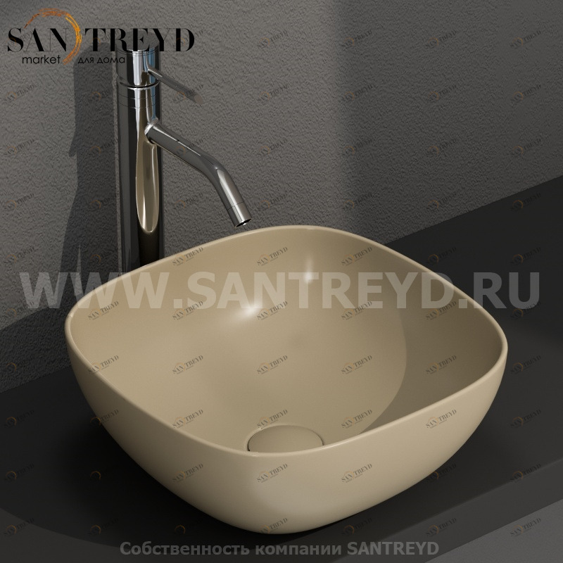 B6Q38PA Накладная раковина на столешницу  квадратная Ceramica Globo T-EDGE