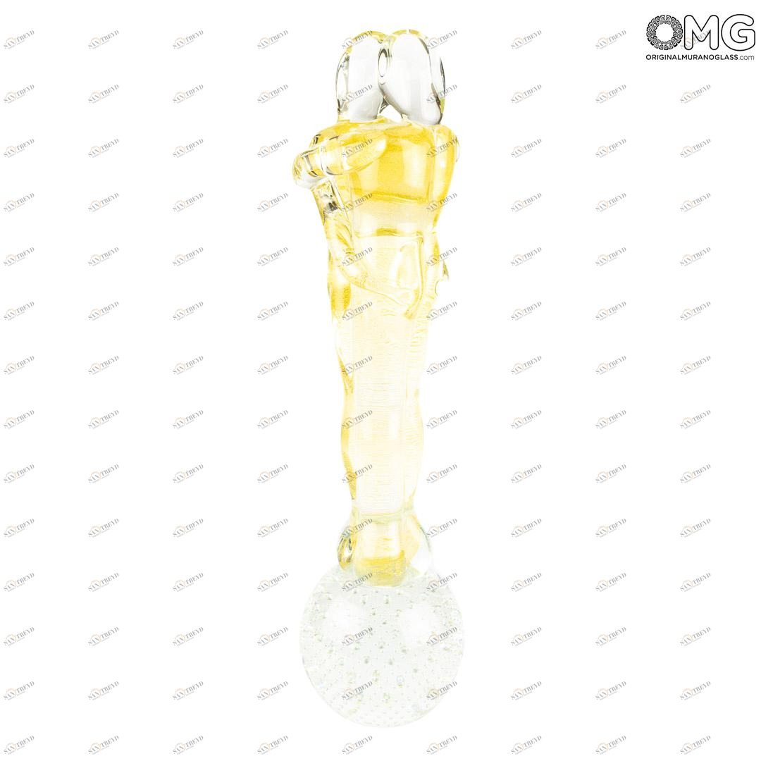 3584 ORIGINALMURANOGLASS Скульптура Влюблённые - золотистая - муранское стекло OMG 12 см 