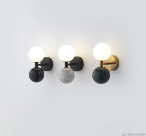 Aromas A1280 Matt black/black marble бра