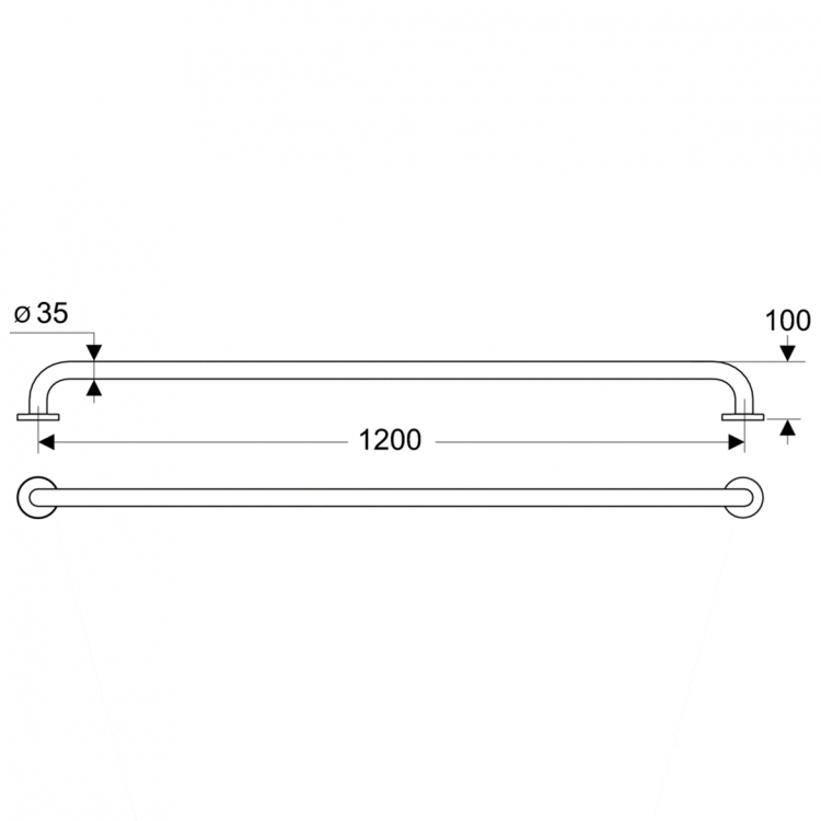 S6461AC Поручень опорный прямой 120 см Ideal Standard CONTOUR - Вид №1