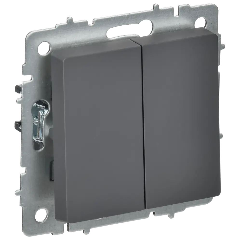 Переключатель встраиваемый перекрестный IEK Brite 2 клавиши цвет графитовый STLM-2120186 - Вид №1