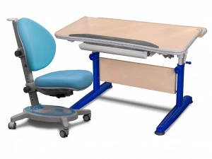 Растущая парта Sydney и кресло Stanford клен, синяя MEALUX  261538 Синий;бежевый;голубой