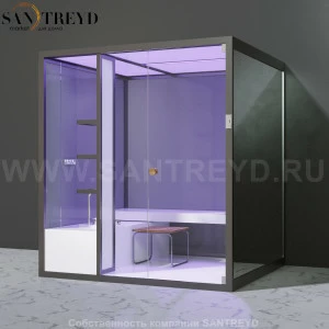 Effegibi BODYLOVE H BL30030007 Хаммам. Установка: к стене. Мощность: 7 кВт макс. Размеры: длина 200 см, ширина 176 см. Отделка: гладкое стекло и зеркало.