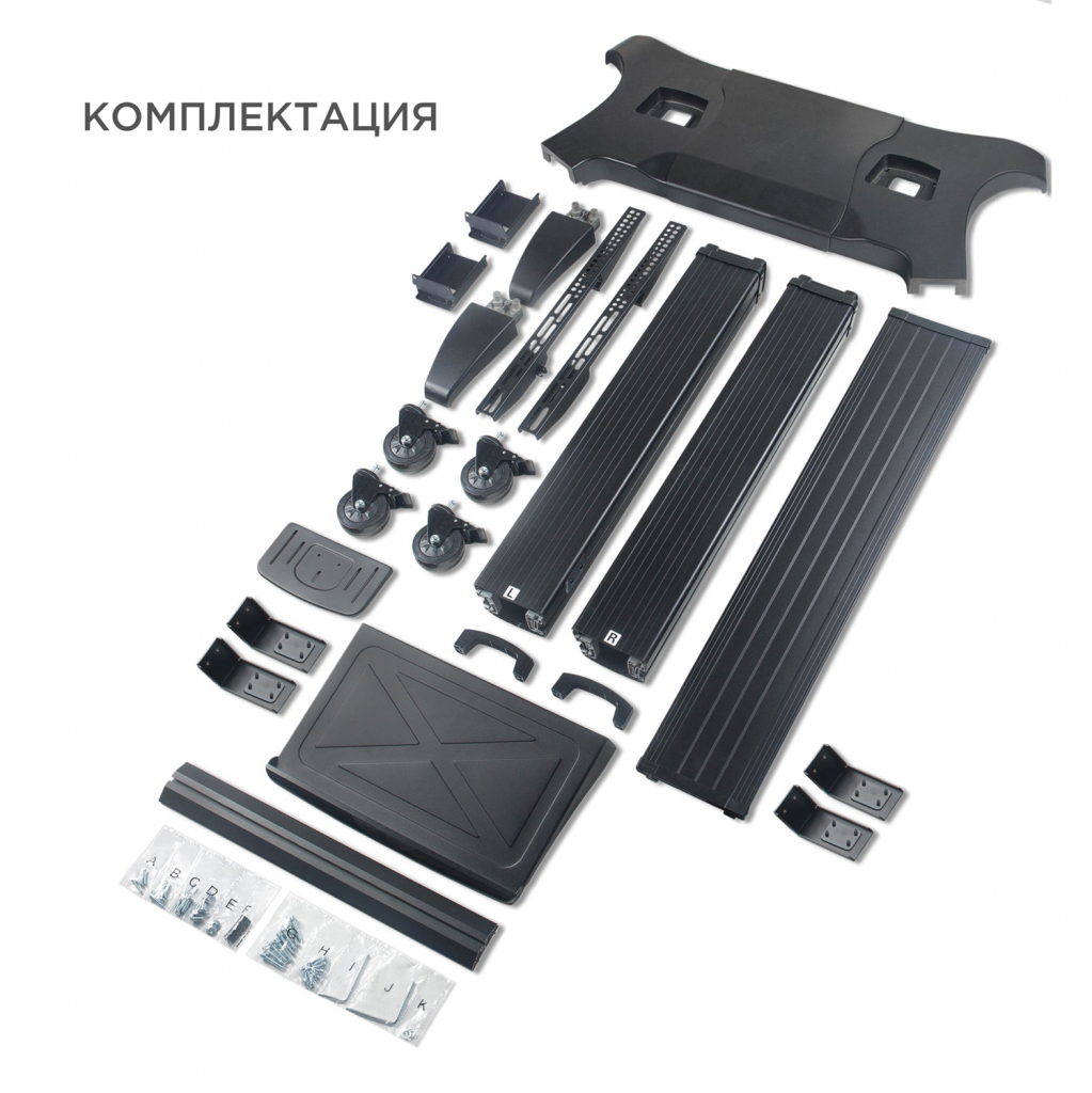 TS2811-S BLACK Мобильная стойка на 1 тв/ 60-100" от 200х200 до 1000х600, макс нагр 136,4кг, высота 1390-1740мм, кабель-канал, регулируемая полка, черная ONKRON Santreyd  - Вид №7