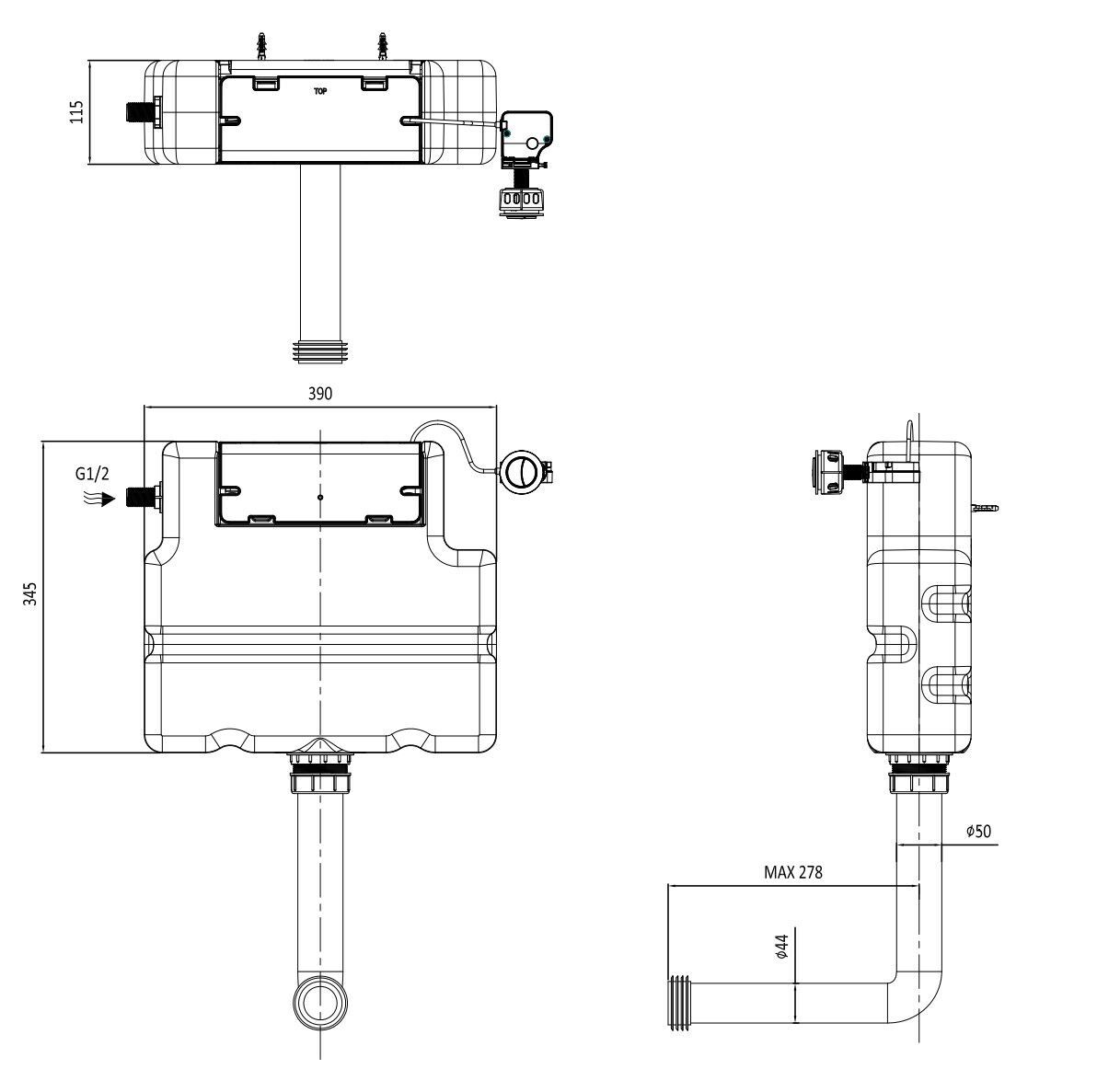Пластиковый утопленный сливной ящик CROSSWATER WCC39X45C ARCH-00061093 - Вид №2