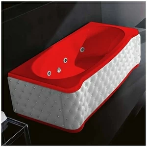 Ванна Gruppo treesse New Classic Young STX-V674B-DX-KBS-K красная с гидромассажем и дезинфекцией прямоугольная правая белая кожа кристаллы сваровски